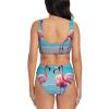 Flamingo Beach Print Women Swimsuit Bikini Set Push Up Cheeky Two Piece Bathing Suit Top Wide Straps view 3
