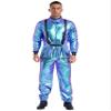 winying Unisex Adult Shiny Astronaut Space Suit Costume Halloween Space Man Cosplay Jumpsuit Bodysuit Blue A Small view 2
