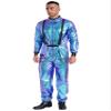 winying Unisex Adult Shiny Astronaut Space Suit Costume Halloween Space Man Cosplay Jumpsuit Bodysuit Blue A Small view 3
