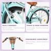 Betterland Beach Cruiser Bike for Women, 24/26 Inch Female Commute Bike with Basket, Womens Bike with Dual V-Brake, Adjustable Seat(Blue) view 2