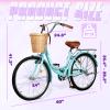 Betterland Beach Cruiser Bike for Women, 24/26 Inch Female Commute Bike with Basket, Womens Bike with Dual V-Brake, Adjustable Seat(Blue) view 3