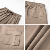 THWEI Cargo Pants for Men Casual Cotton Drawstring Lightweight Relaxed Fit Work Pants Multi Pockets Light Coffee 3XL view 4