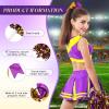 Hanaive 3 Pcs Cheerleading Pom Poms and Large Cheerleader Hair Bow Foil Pompoms Cheer for Team Cheering Squad Dance Rooters Accessories(Purple and Gold,Metallic) view 3