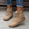 Womenyiaor Fringe Boots for Women Fall Boots 2024 Vintage Tassels Cowboy Boots Suede Ankle Boots Round Toe Western Boots Low Heel Booties (B-White, 7) view 3