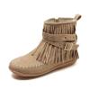 Womenyiaor Fringe Boots for Women Fall Boots 2024 Vintage Tassels Cowboy Boots Suede Ankle Boots Round Toe Western Boots Low Heel Booties (B-White, 7) view 4