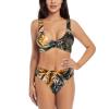 African Animals Print Women Swimsuit Bikini Set Push Up Cheeky Two Piece Bathing Suit Top Wide Straps Black view 1