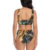 African Animals Print Women Swimsuit Bikini Set Push Up Cheeky Two Piece Bathing Suit Top Wide Straps Black view 2