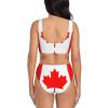 Canadian Flag Print Women Swimsuit Bikini Set Push Up Cheeky Two Piece Bathing Suit Top Wide Straps Black view 3