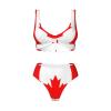 Canadian Flag Print Women Swimsuit Bikini Set Push Up Cheeky Two Piece Bathing Suit Top Wide Straps Black view 4