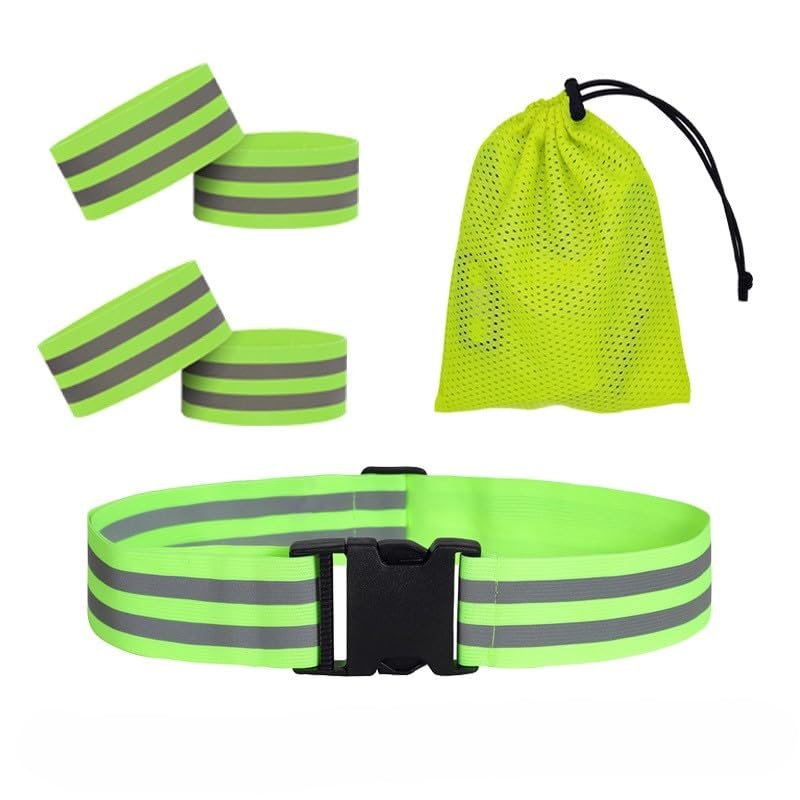 1 Pack Shoulder Straps Adjustable Visibility Reflective Running Safety Vest 2 Pack Reflective Gear Wristband Reflective Running Gear 1 Storage Bag for Men Women Suitable for Night Running Cycling