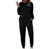 2 Pack Womens Pajama Sets Long Sleeve Cotton Lounge Sets Soft Pj Crew Neck Sleepwear and Drawstring (Black, XXL)
