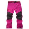 Kids Fleece Lined Softshell Trousers Boys Girls Water Repellent Windproof Pants Outdoor Winter Trousers Rose Red L view 1