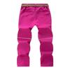 Kids Fleece Lined Softshell Trousers Boys Girls Water Repellent Windproof Pants Outdoor Winter Trousers Rose Red L view 2