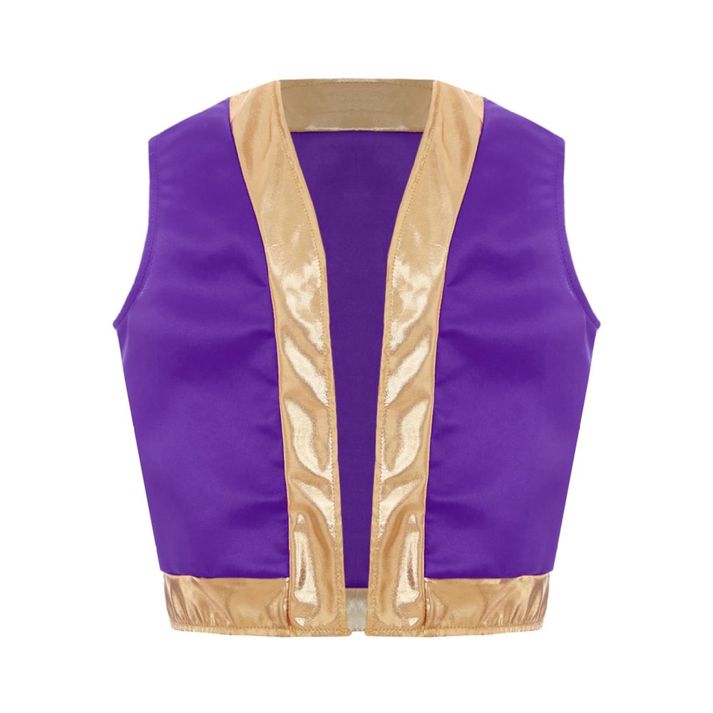 Sinleey Kids Boys Girls Arabian Prince Vest Waistcoat Halloween Fancy Party Performance Competition Purple 6 Years