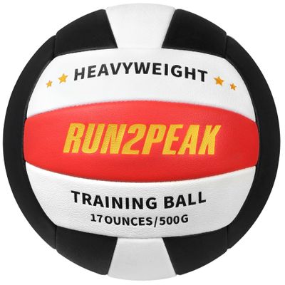 RUN2PEAK Heavy Weight Volleyball Setter Training Ball 1.1 Lbs/ 500 G Official Size 5 Volleyballs PU Practice Volley Balls for Indoor Rebounder Equipment Setters Weighted Volleyball Setting Trainer