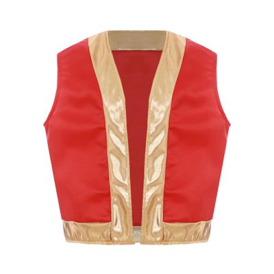 Sinleey Kids Boys Girls Arabian Prince Vest Waistcoat Halloween Fancy Party Performance Competition Red 12 Years