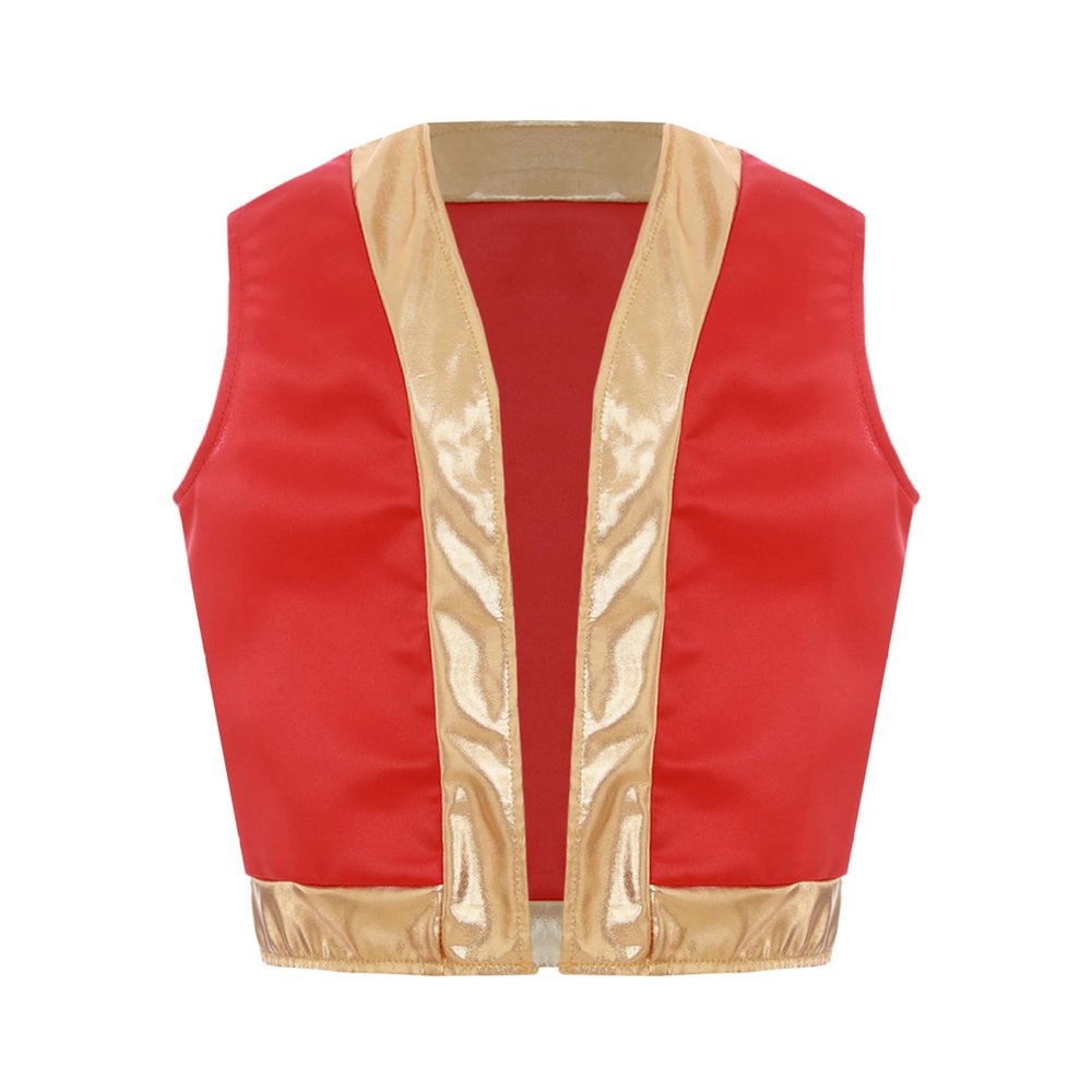 Sinleey Kids Boys Girls Arabian Prince Vest Waistcoat Halloween Fancy Party Performance Competition Red 12 Years