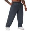 THE GYM PEOPLE Men's Baggy Fleece Workout Sweatpants with Pockets Drawstring Lounge Athletic Running Pants Dark Heather Grey view 2