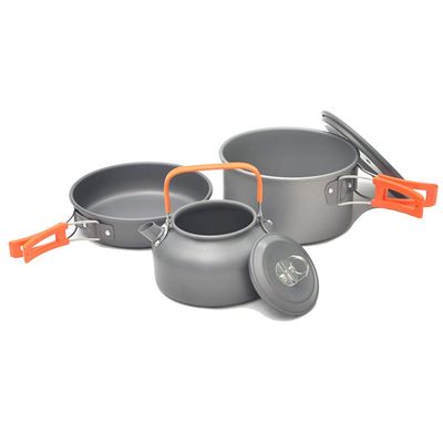 Cooking Pot, Camping Outdoor Cookware Kit, Portable Folding Pots and Aluminum Nonstick Lightweight Cooking Set, Suitable for Backpacking Outdoor Picnic,Orange