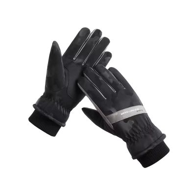 AGYCMF Hand Warmers Gloves Winter Outdoor Riding Gloves Men Warm Touchable Padded Cotton Gloves Black 1 Pair, Gift Gloves Winter