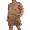 Ekouaer Men Silk Pajamas Set 2 Piece Pjs Soft Satin Sleepwear Shorts Button Down Tops Loungewear with Pockets