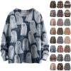 Nantdog prime+deals October 11-12, 2024,my+orders, Halloween Ghost Print Sweater for Women Fall Fashion 2024 Oversized Crew Neck Sweatshirts Loose Long Sleeve Sweater,Navy,Large view 1
