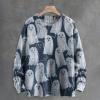Nantdog prime+deals October 11-12, 2024,my+orders, Halloween Ghost Print Sweater for Women Fall Fashion 2024 Oversized Crew Neck Sweatshirts Loose Long Sleeve Sweater,Navy,Large view 4