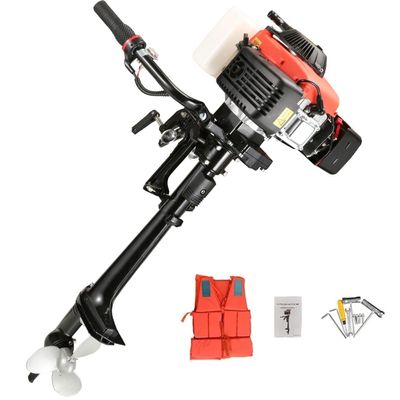 4HP 4 Stroke Outboard Heavy Duty 60CC with Air Cooling CDI Systemfor Inflatable, Kayak, Dinghy, Canoe Small Boat, wite Manual Reverse