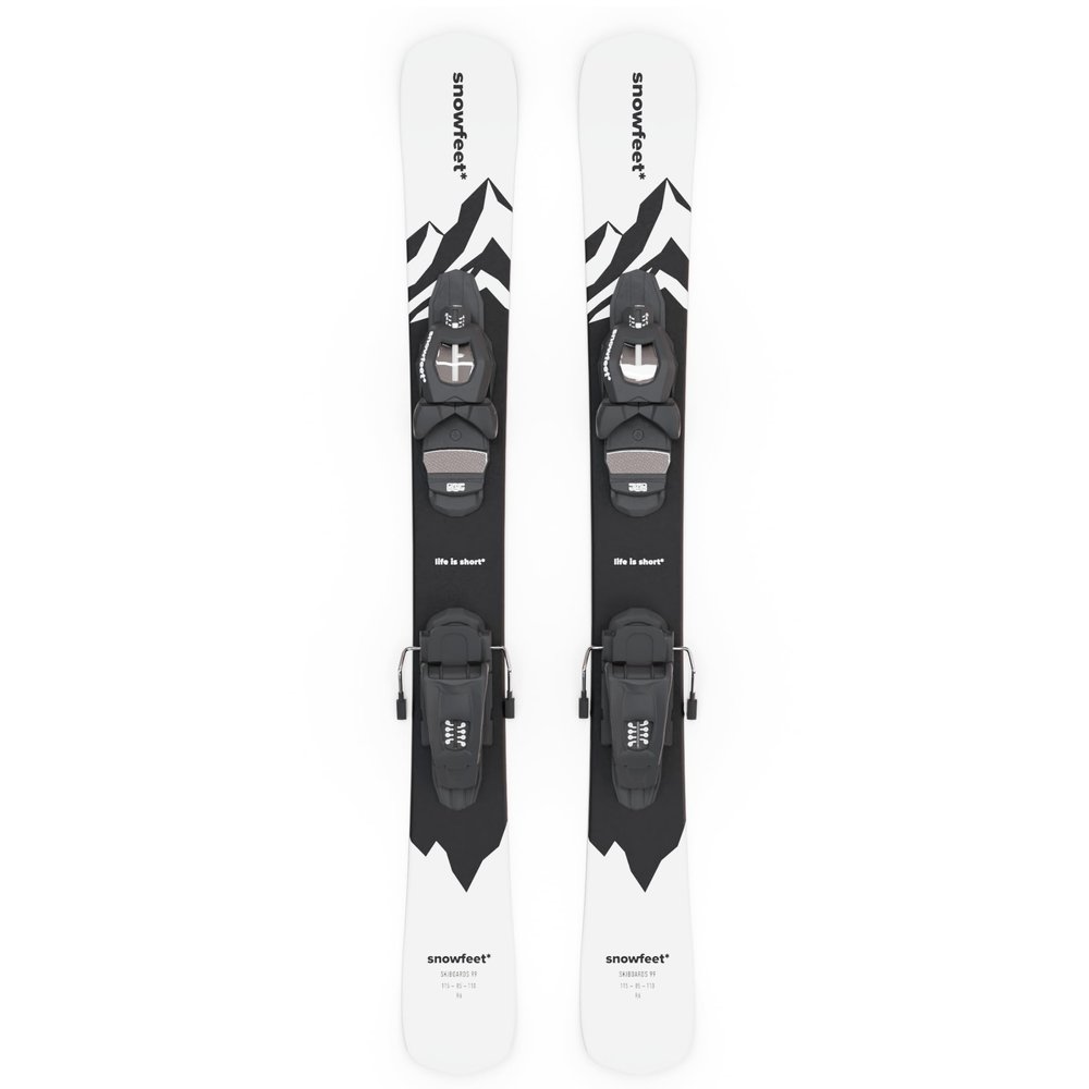 Short Skis for Snow | 99 cm | Skiblades Snowblades Skiboards Little Short Skis | Snowfeet* (White | Profi SKI BINDINGS)