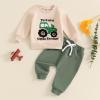 Kutterild Toddler Baby Boy Clothes Crewneck Letter Print Shirt Long Sleeve Sweatshirt Pants Cute Fall Winter Outfits (Light Beige, 4-5T) view 2