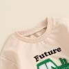 Kutterild Toddler Baby Boy Clothes Crewneck Letter Print Shirt Long Sleeve Sweatshirt Pants Cute Fall Winter Outfits (Light Beige, 4-5T) view 4