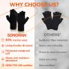 SONORAN Merino Wool Fingerless Gloves for Men & Women, Half Finger Gloves Base Layer Warm with Thermal Soft Knit Liner Glove for Hunting Fishing Hiking L (Black) view 2