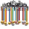 CREATCABIN Trail Running Medal Holder Display Medal Hanger Rack Metal Antique Silver Medal Holder Shelf Hanger Organizer Medal Stand Frame Wall Mounted Hanging for Over 40 Medals Ribbons 15.7x6Inch view 1