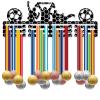 CREATCABIN Football Medal Holder Display Hanger Metal Medal Rack Organizer Medal Iron Stand Frame with 12 Hooks 3-Line Black White Medals Wall Mounted Hanger for Soccer Triathlon Runner 15.7x6Inch view 1