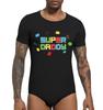 Landofgenie Onesie for Men One Piece Pajamas Short Sleeve Bodysuit Print Cotton Black Romper 3XL view 3