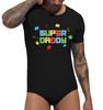 Landofgenie Onesie for Men One Piece Pajamas Short Sleeve Bodysuit Print Cotton Black Romper 3XL view 4