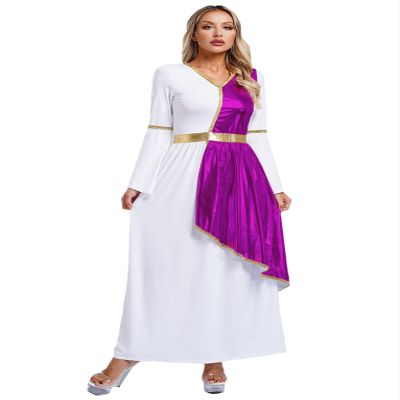 Zaldita Womens Halloween Greek Toga Costume Liturgical Praise Dance Dress Church Choir Worship Maxi Robe Purple X-Large
