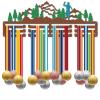 CREATCABIN Trail Running Medal Holder Display Hanger 60+Medals Rack Green Brown Blue Medal Holder Metal Shelf Hanger Organizer Medal Stand Small Frame Wall Mounted Hanging for Athlete 15.7x6Inch view 1