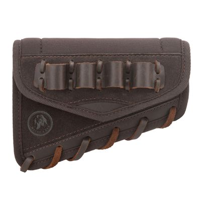 WAYNE'S DOG Leather Cheek Rest Pad Shell Holder Buttstock for Left Right Handed Ambidextrous 12GA 30-06 410 30-30 223 .308 .357 .45-70 .22LR Remington (12 Gauge, Coffee)