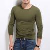 Men's Long-Sleeve Cotton Undershirts Casual Lightweight Fitted Basic Henley T-Shirt Crew Neck Pullover Thermal Tops (Large,Army Green) view 2