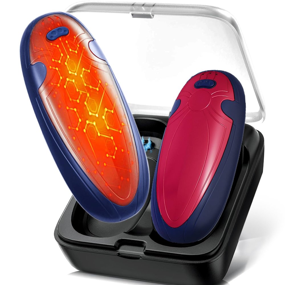 Hand Warmers Rechargeable 2 Pack,with Charging Case,14000mAh Electric Hand Warmer Reusable, 60Hrs Long Heating, Portable Pocket Heater Handwarmer for Women Men, Outdoor Camping, Ski EquipmentRed