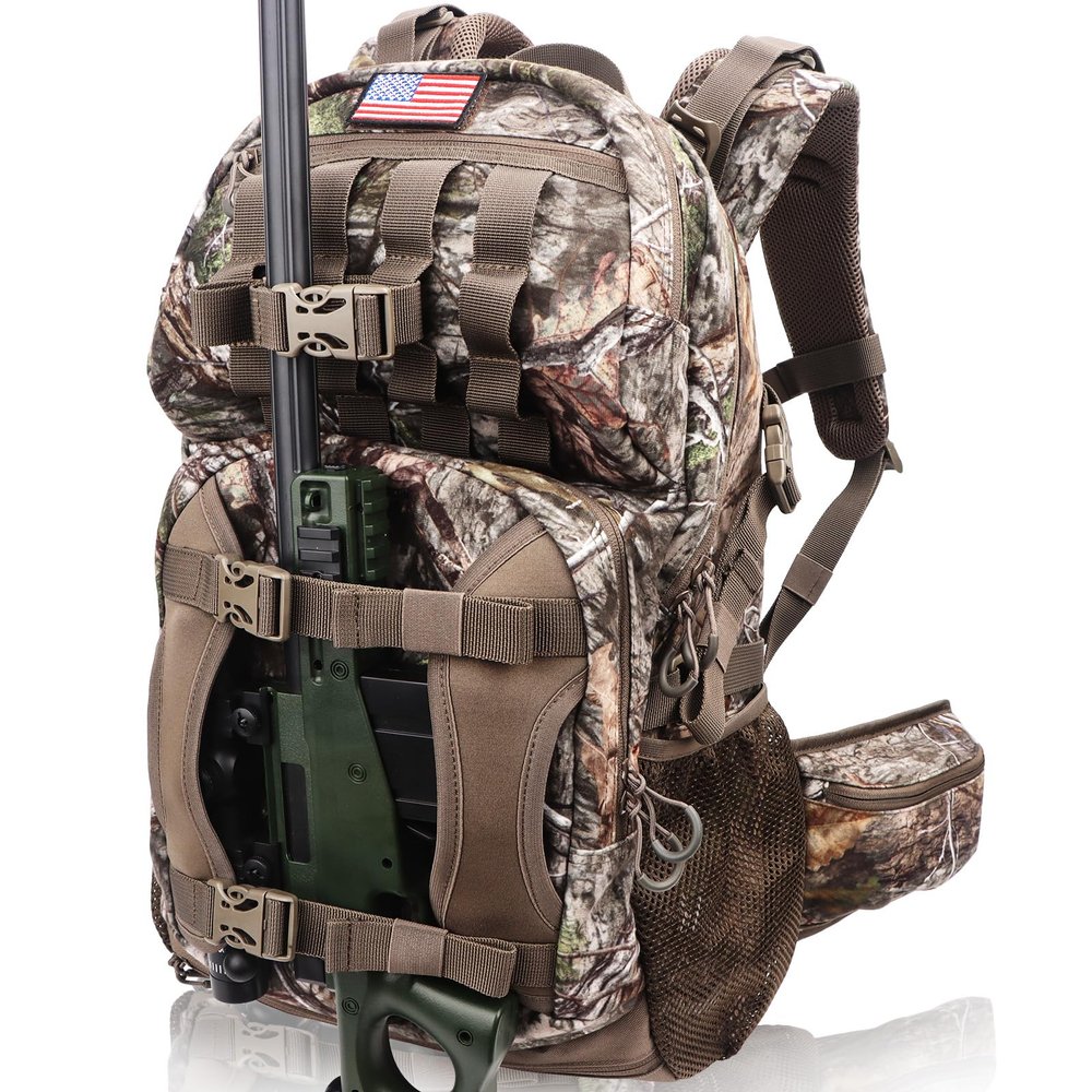 MoiShow Hunting Backpack, Camo Hunting Backpacks & duffle Bags, Water-resistant Long-Lasting Large Capacity Bow Backpack Hunting Pack For Hunting Gear Accessories (Treasures of the Trees)
