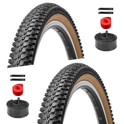 2 Pack 26 inch Bike Tires - 60TPI Bike Tires 26"x1.95" Folding Replacement Tire for Mountain Bike, 2 Pcs 26" Schrader Valve Bike Tubes, 2 Tire Levers
