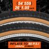 2 Pack 26 inch Bike Tires - 60TPI Bike Tires 26"x1.95" Folding Replacement Tire for Mountain Bike, 2 Pcs 26" Schrader Valve Bike Tubes, 2 Tire Levers view 3