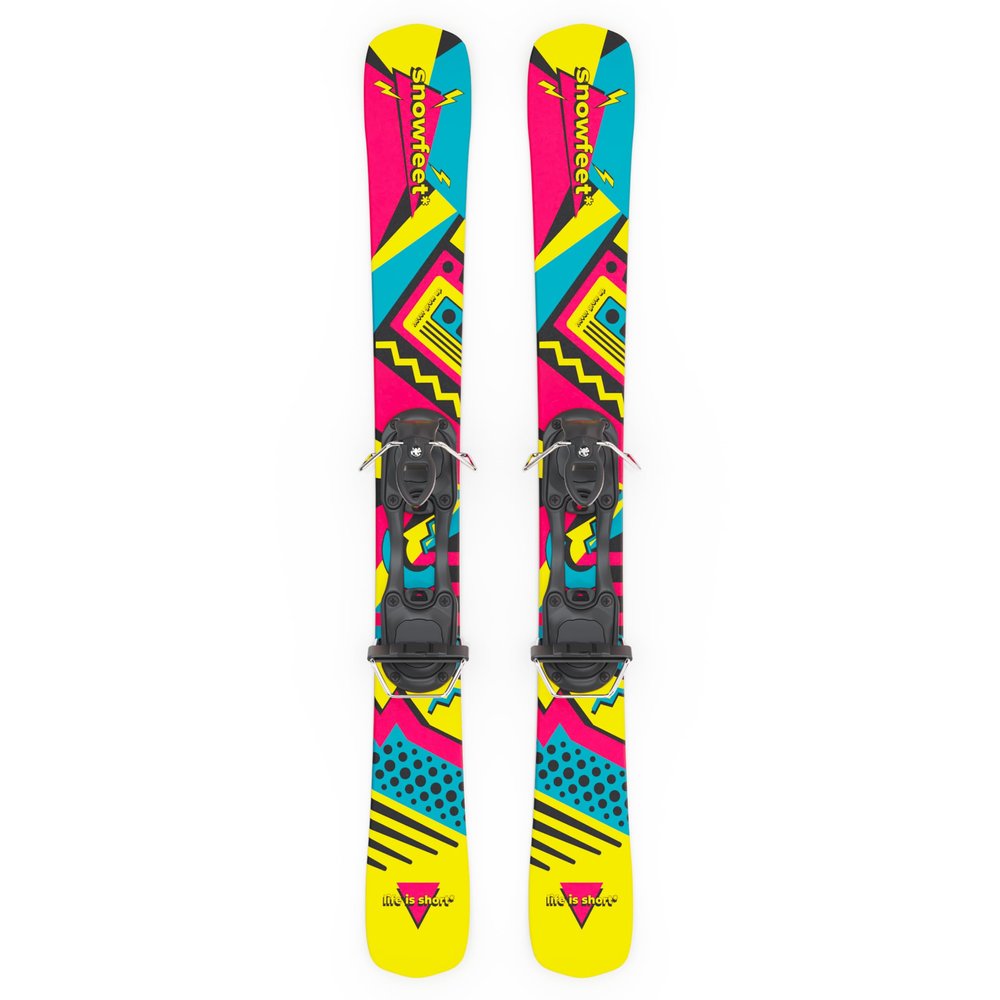 Short Skis for Snow | 99 cm | Skiblades Snowblades Skiboards Little Short Skis | Snowfeet* (Retro | SKI BINDINGS)