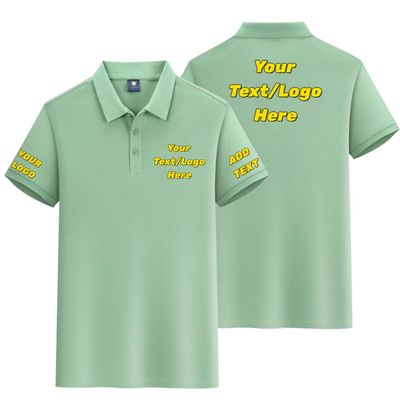 Custom Polo Shirt Add Your Own Logo Text, Personalized Golf Shirts for Men Women, Design for Work Casual Light Green