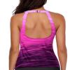 Tankini Tops for Women High Neck Swim Top Only, Dark Pink Gradient, M view 2