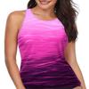 Tankini Tops for Women High Neck Swim Top Only, Dark Pink Gradient, M view 3