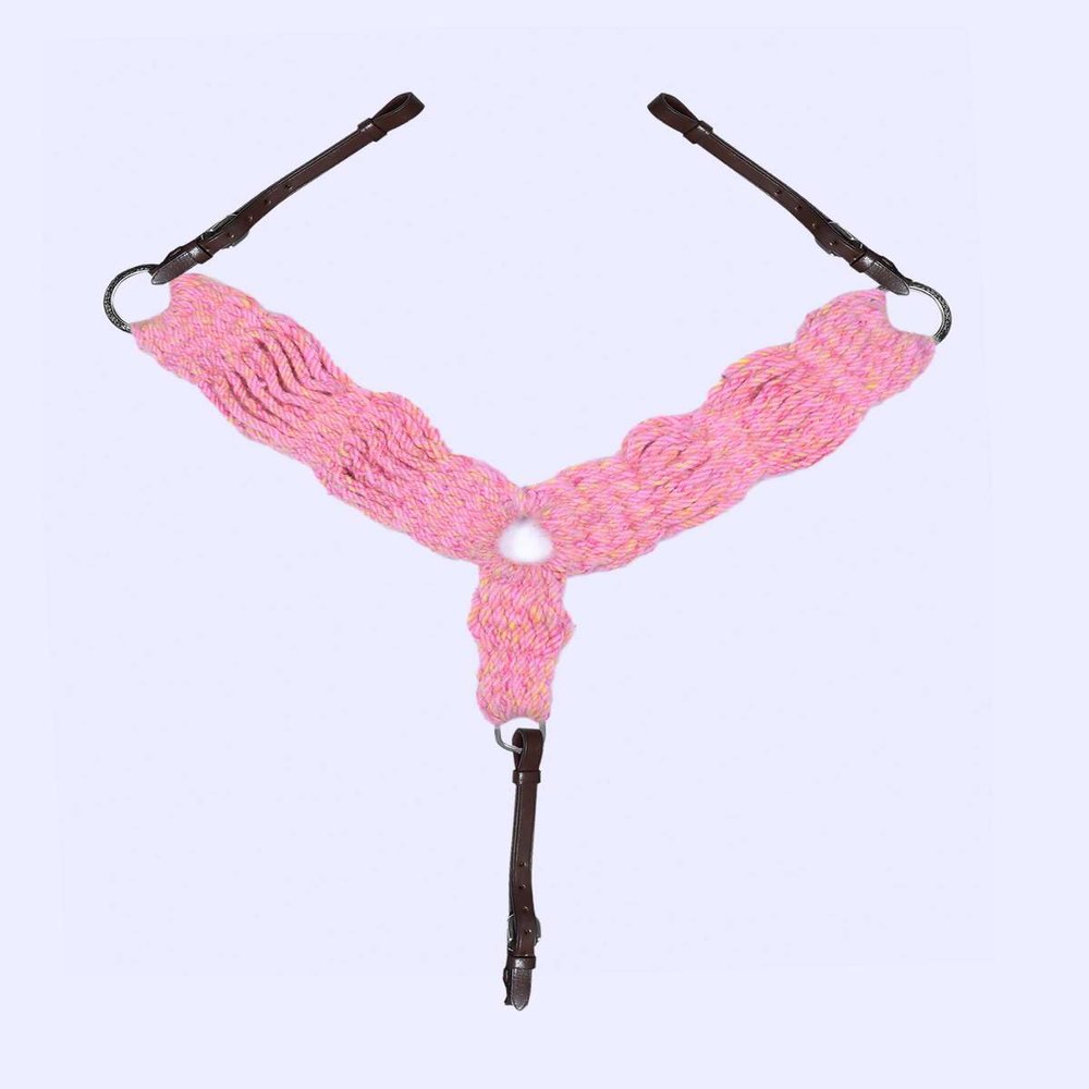 Cheval's International 25 Strand Wool Handmade Horse Equestrian Breast Collar, Horse Riding Equipment and Stylish Collar (Cob,Pink)