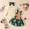 Nicoxijia Baby Girl Christmas Outfits Long Sleeve Cartoon Bodysuit Romper Overall Skirt Dress Headband Infant Girl Clothes (I-Green, 12-18 Months) view 2